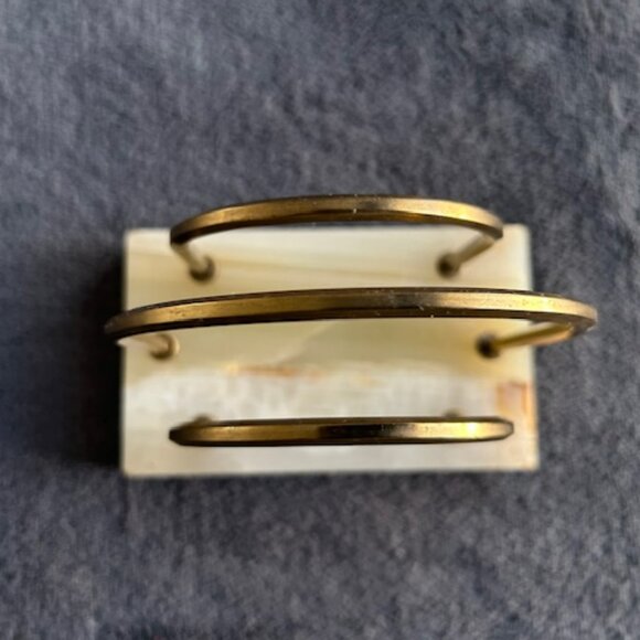Vintage Onyx & Brass Letter or Napkin Holder - Picture 5 of 6